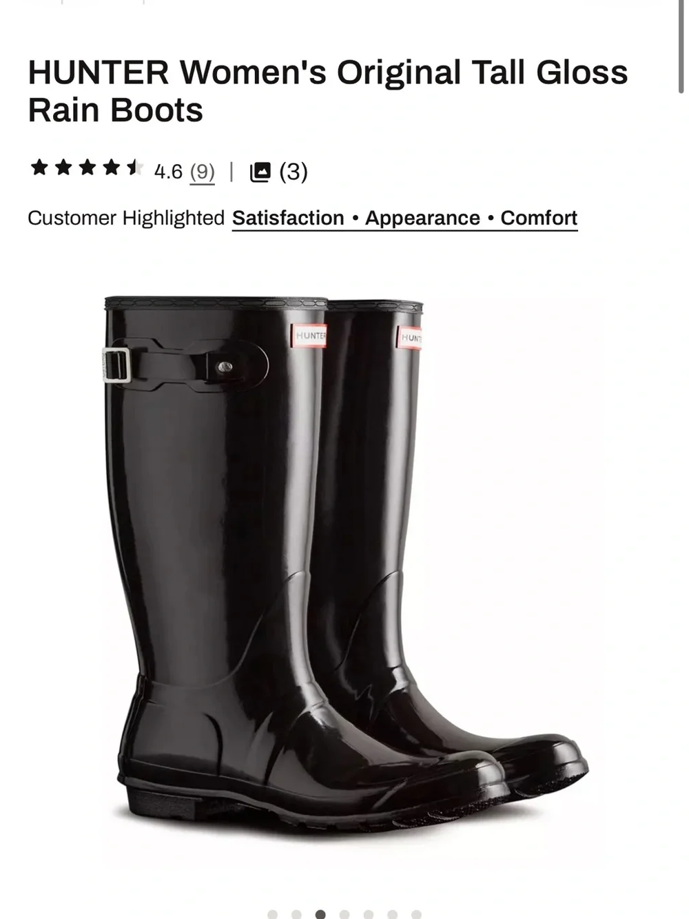 Hunter Black Tall Gloss Rain Boots
